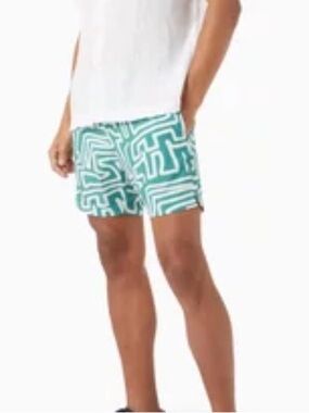 BLUEMINT Arthus Maze Print Swim Shorts - Aqua/White Mens large